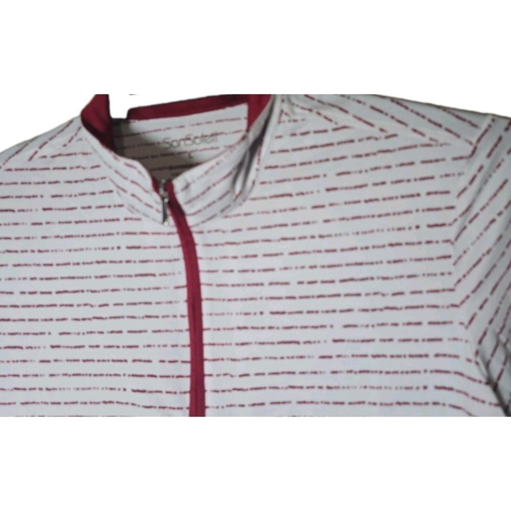 SanSoleil Women's Red White Stripe 1/4 Zip Golf Polo Size Large UPF 50 t8 - Picture 2 of 6